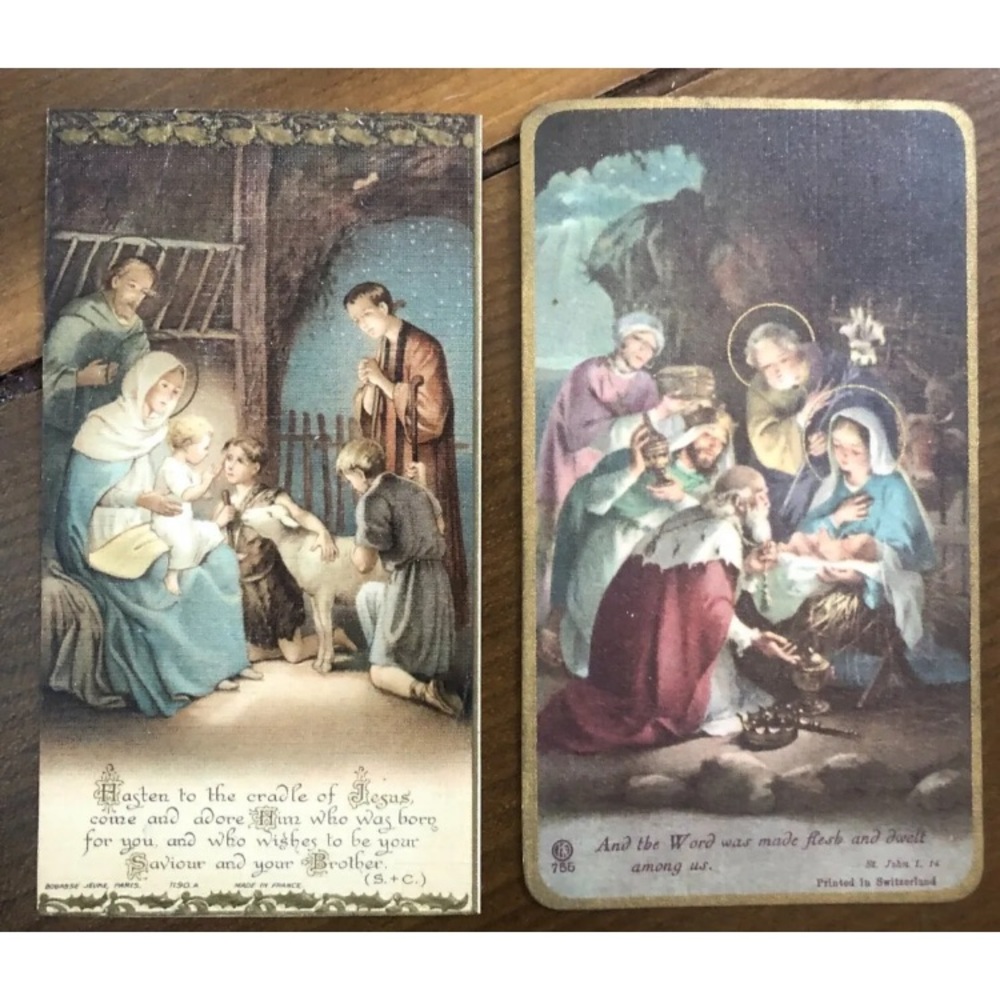 VINTAGE 1913 Lot of 2 Religious/SPIRITUAL CARD PRINT The DIVINE MEETING France.